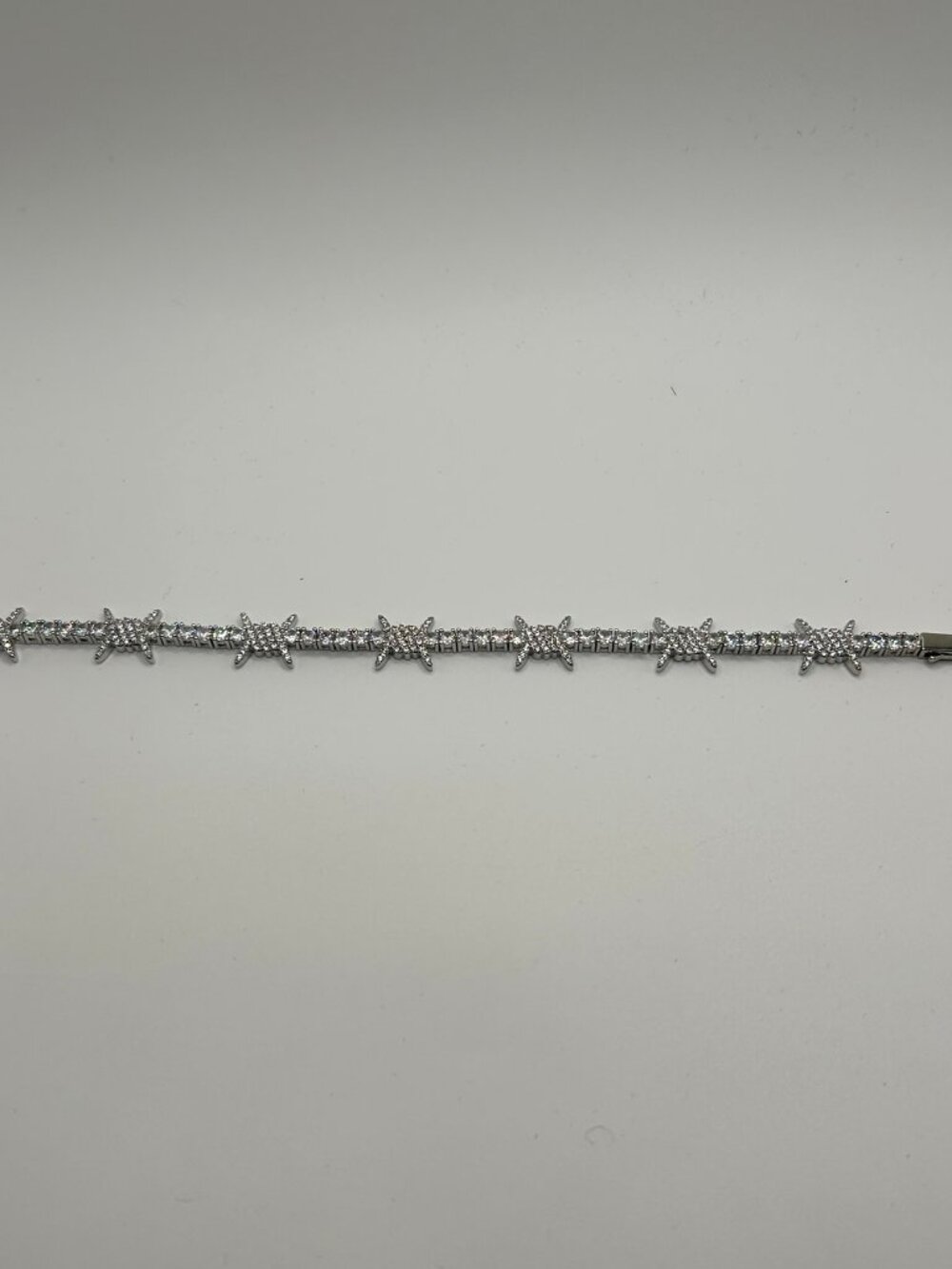 Mens Moissanite Barbwire Tennis Bracelet 8 Inch Real Silver Iced Plated Bold
